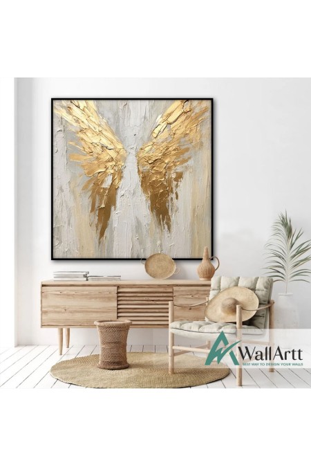 Golden Wings II 3d Heavy Textured Partial Oil Painting